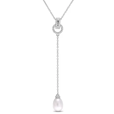 Колье Everly Jewelry серебро 925, топаз и жемчуг 8–8,5 мм, 46 см