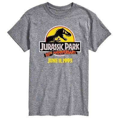 Мужская футболка Jurassic Park, логотип 30 лет, меланжевая