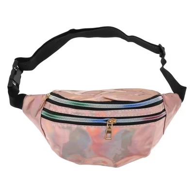 Поясная сумка Unique Bargains голографическая, розовая