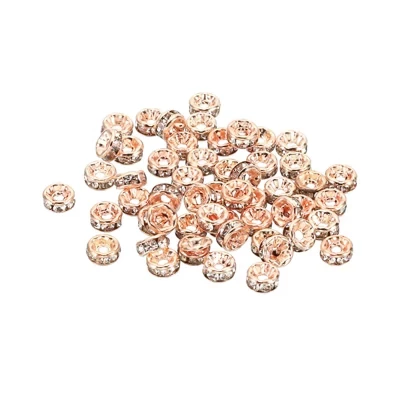 Бусины-разделители Unique Bargains стеклянные круглые, 100 шт, розовое золото