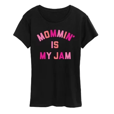 Женская футболка Instant Message с принтом «Mommin' is My Jam», черная