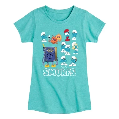 Детская футболка для девочек Smurfs Smurf Grid, бирюзовая