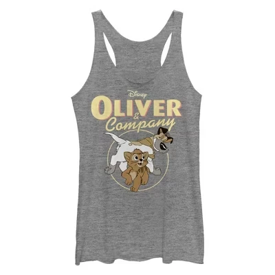 Женская спортивная майка Oliver & Company с логотипом Oliver and Dodger, серая