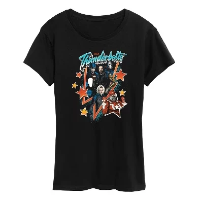 Женская футболка с коротким рукавом и рисунком группы Thunderbolts Band, черная