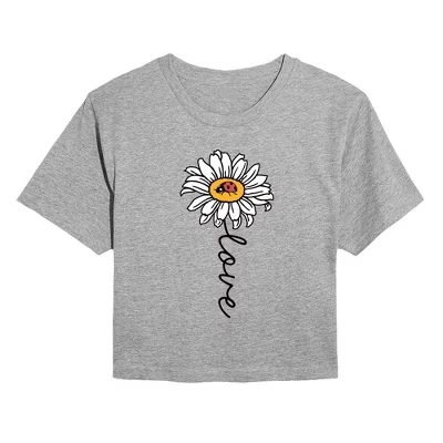Женская укороченная футболка с рисунком божьей коровки Love Daisy, серая