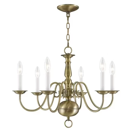 Люстра Livex Lighting Williamsburgh 6, античная латунь