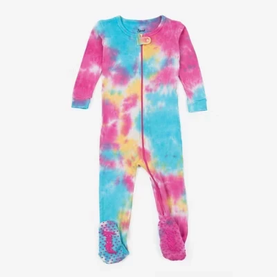 Пижама из цельного хлопка с разноцветными вставками на ножках tie dye rainbow