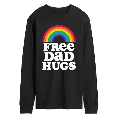 Мужская футболка с длинным рукавом Dad Hugs и графическим принтом в стиле Free Dad Hugs, черная