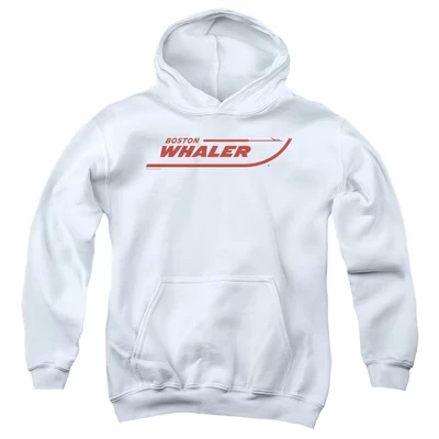 Красный логотип Boston Whaler для мальчиков’ Взятый с белой толстовки с капюшоном Mba