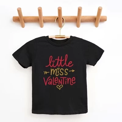 Футболка для малышей Little Miss Valentine с коротким рукавом черная