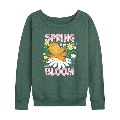Женская рубашка Guardians of the Galaxy Spring Is In Bloom, легкая махровая рубашка с широким вырезом и длинными рукавами, с рисунком heather juniper