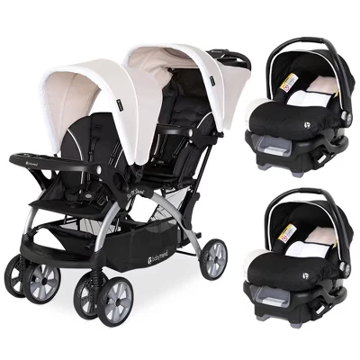 Двойная коляска Baby Trend Sit N Stand с 2 автокреслами, черная