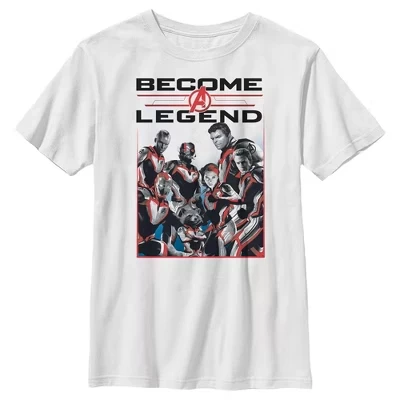 Футболка с постером Boy's Avengers: Endgame Become a Legend белого цвета