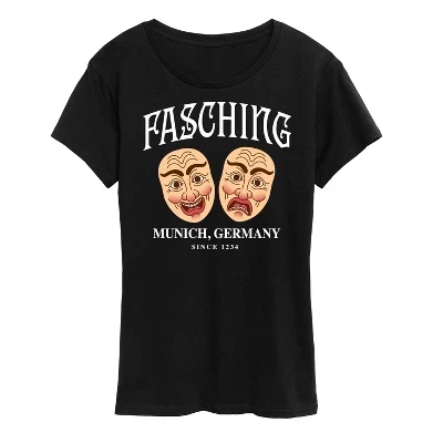 Женская футболка с короткими рукавами и рисунком Fasching Masks, черная