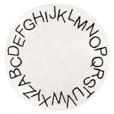 Круглый моющийся коврик nuLOOM Alphabet, белый