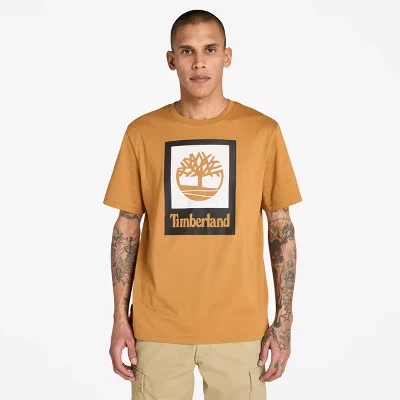 Футболка с коротким рукавом и логотипом Square Stack wheat