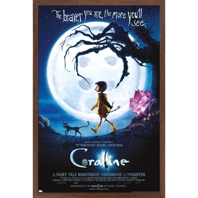 Постер в рамке Trends International «Coraline», махагон