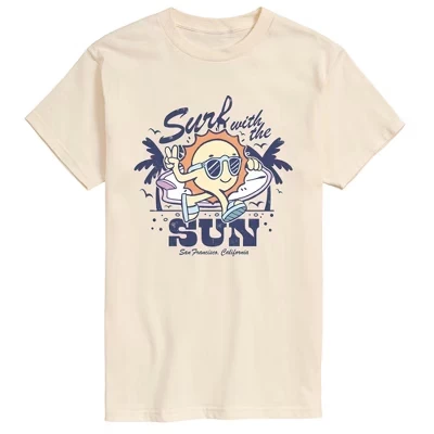 Мужская футболка с коротким рукавом Surf With the Sun кремового цвета с графическим рисунком