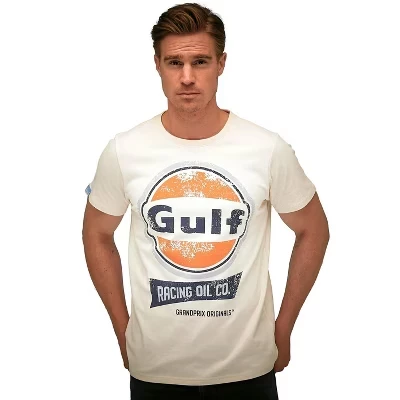 Мужская футболка GrandPrix Originals Gulf Vintage Racing Oil кремового цвета