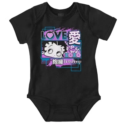 Детское боди-джемпер Betty Boop Love XOXO в стиле кандзи для девочек с лицензией royal