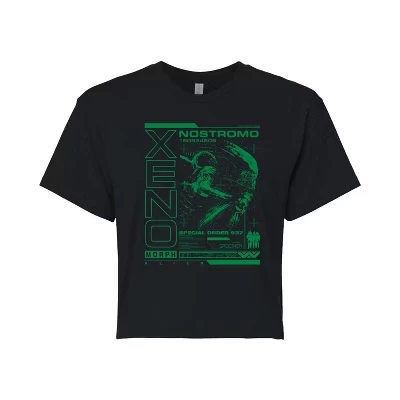 Женская укороченная футболка с цифровым рисунком Xenomorph Dark, черная