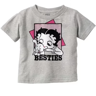 Футболка для маленьких девочек Betty Boop Pudgy Besties Dog Lover Лицензионная белая