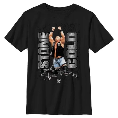 Футболка с фотографией Стива Остина для мальчика Stone Cold, черная