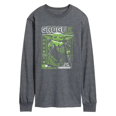 Мужская футболка с цифровым рисунком The Mandalorian Grogu Digital с длинным рукавом heather charcoal