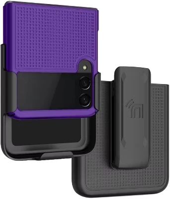 Комбинированный тонкий чехол-кобура с зажимом для ремня для телефона Samsung Galaxy Z Flip 3 (SM-F711, 2021) фиолетовый