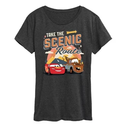 Женская футболка Take The Scenic Route с коротким рукавом и графическим рисунком heather charcoal