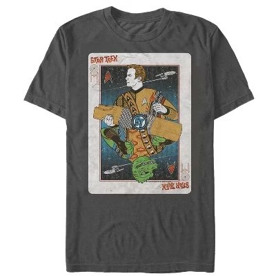 Мужская футболка с игральными картами Captain Kirk & Gorn цвета древесного угля