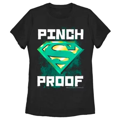 Женская футболка с логотипом Superman's St. Patrick's Day с защитой от защемления, черная