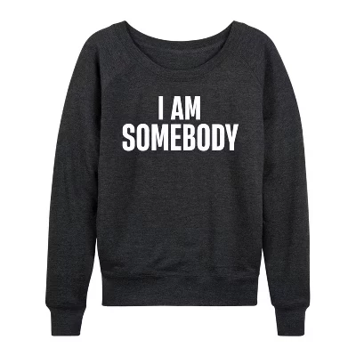 Женская рубашка I Am Somebody из легкой французской махровой ткани с широким вырезом и длинными рукавами с графическим рисунком 