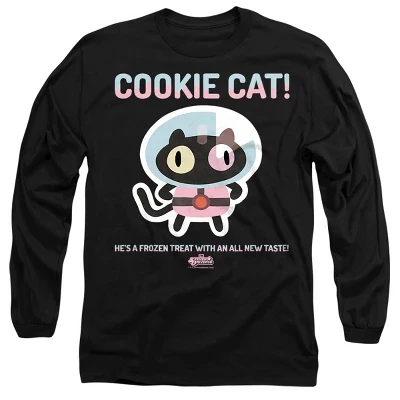 Мужская футболка с длинным рукавом Cookie Cat черного цвета