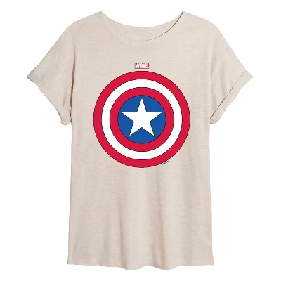 Women's -  - Captain America Logo Shield Oversized Graphic T-Shirt birch