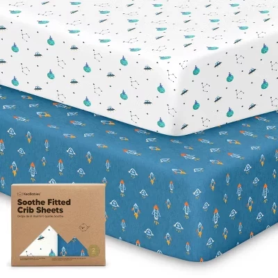 простыни для детской кроватки 2pk Soothe, нейтральные, органические, подходят для стандартного детского матраса space quest размером 52x28 см