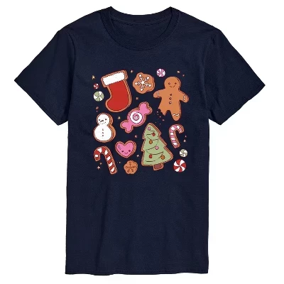 Мужская футболка Kawaii Christmas Treats с коротким рукавом и рисунком, синяя