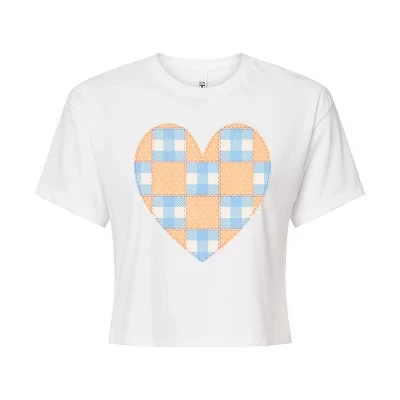 Женская укороченная футболка Instant Message «Patchwork Quilt Heart», белая