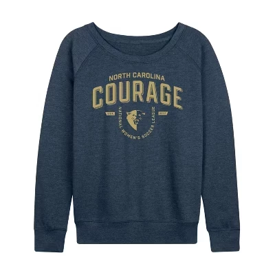 - - Легкая французская махровая рубашка North Carolina Courage Indsutrial с широким вырезом и длинными рукавами и графическим принтом heather indigo