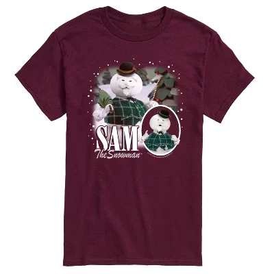 Мужская футболка Rudolph Sam the Snowman, бордовая
