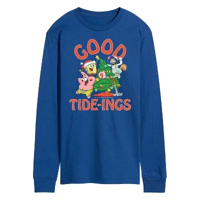 Мужской лонгслив SpongeBob Good Tide с принтом, синий