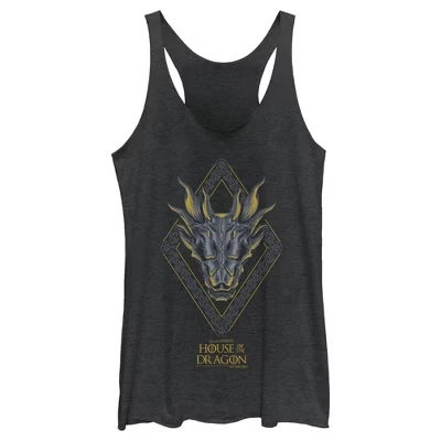 Женская : Майка с бриллиантовым принтом House of the Dragon Skull Racerback