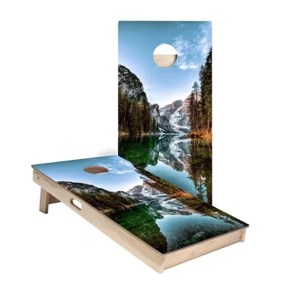 Доски Mountain Vista Cornhole Boards | Включает в себя (2) доски, дополнительные сумки и аксессуары, чехол и подсветку
