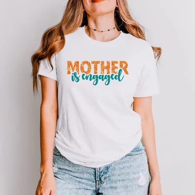 Mother Is Engaged Puff/Блестящая женская футболка с коротким рукавом белого цвета