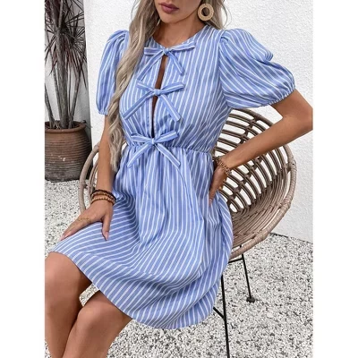 Женское платье Yesfashion с бантом, синее
