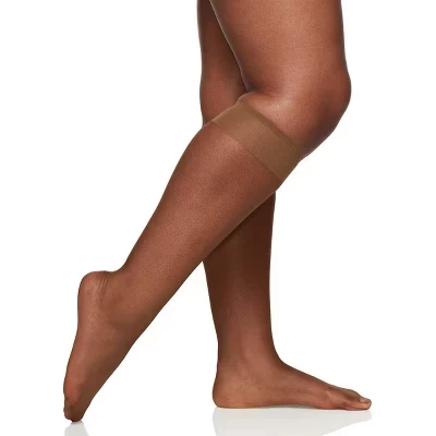 Комплект из 3 пар Queen Ultra Sheer высотой до колена с сандалиями на носке - 6725 французский кофе