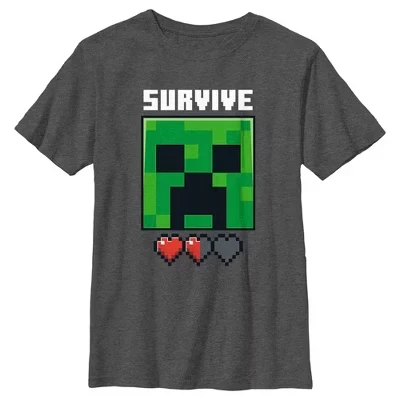 Футболка для мальчиков Minecraft Creeper Survive, серая