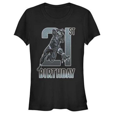 Женская футболка Marvel Black Panther 21st Birthday, черная