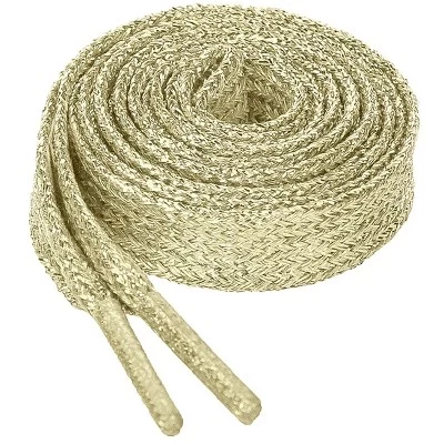 Шнурки Allegra K плоские, блестящие, золотистые