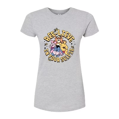 Женская футболка Bee Lieve In Your Selfie с графическим принтом heather grey от Bee Lieve In Your Selfie